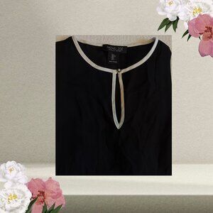 Rachel Zoe Black Blouse with Contrast Trim (S)